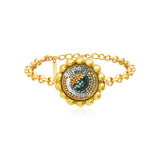 Angèle Round Embroidered Chain Bracelet – Turquoise