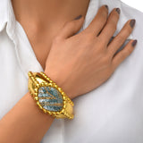 Bracciale largo Angèle ricamato taglia M – Turchese