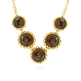 Angèle Embroidered Round Chain Necklace – Multicolor
