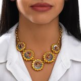 Angèle Embroidered Round Chain Necklace – Multicolor