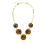 Angèle Embroidered Round Chain Necklace – Multicolor