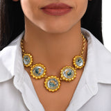 Angèle Embroidered Round Chain Necklace – Turquoise