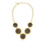Angèle Embroidered Round Chain Necklace – Turquoise