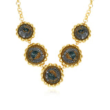 Angèle Embroidered Round Chain Necklace – Turquoise