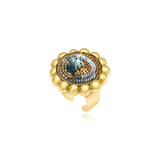 Anillo ajustable Angèle redondo bordado talla M – Turquesa