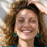 Boucles d'oreilles dormeuses Ashanti – turquoise et vert