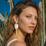 Ashanti pierced stud earrings – white