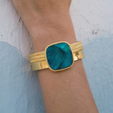 Ashanti medium adjustable bangle bracelet – turquoise and green