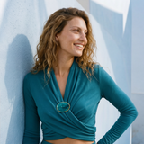 Broche ovale Ashanti – turquoise et vert
