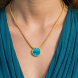 Collier pendentif chaîne plate Ashanti – turquoise et vert