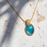 Collier pendentif chaîne tressée Ashanti – turquoise et vert