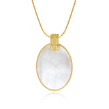 Ashanti oval mother-of-pearl pendant necklace – white