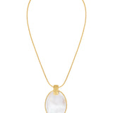 Ashanti oval mother-of-pearl pendant necklace – white