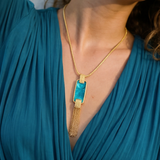 Collier pendentif nacre rectangulaire Ashanti – turquoise et vert