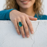Bague ajustable Ashanti – turquoise et vert
