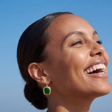 Byzance rectangular sleeper earrings – green