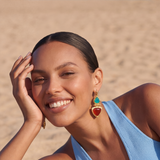 Byzance sleeper earrings – red and turquoise