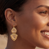 Byzance pear and triangular sleeper earrings – crystal