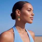 Pear and triangular sleeper earrings by Byzance – pale pink and green
