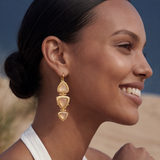 Boucles d'oreilles dormeuses longues Bysance – cristal et doré