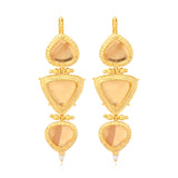 Boucles d'oreilles dormeuses longues Bysance – cristal et doré