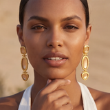 Boucles d'oreilles clips longues Bysance – cristal