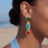 Pendientes largos de clip Byzance – multicolor