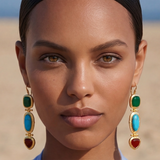 Boucles d'oreilles dormeuses Bysance – turquoise