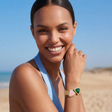 Bracelet jonc ouvert Bysance – rose pâle et vert