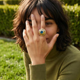 Bague ajustable Carmen – bleue verte