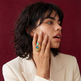 Bague ajustable Carmen – blaugrün