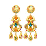 Boucles d’oreilles clip Gloria rond et pampilles – Multicolore