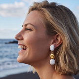 Boucles d'oreilles clips longues Loulou – blanc et doré