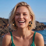 Boucles d'oreilles créoles larges Loulou – noir et or
