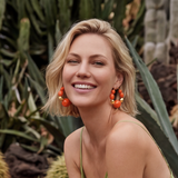Boucles d'oreilles créoles larges Loulou – orange et or
