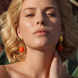 Boucles d'oreilles clips pendentif Loulou – orange et doré