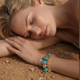 Bracelet chaîne ajustable Loulou – turquoise et or