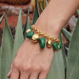 Bracelet chaîne ajustable Loulou – vert et or