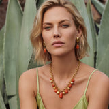 Collier chaîne à larges maillons Loulou – orange et or