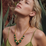 Collier chaîne à larges maillons Loulou – vert et or