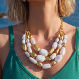 Collana plastron Loulou – oro e bianco