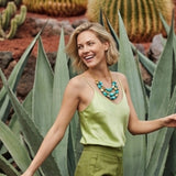 Collar babero Loulou – turquesa y oro