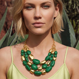Collana plastron Loulou – verde e oro