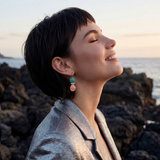 Boucles d'oreilles dormeuses Océane – turquoise et rose pâle