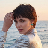 Boucles d'oreilles tiges percées Océane – turquoise et rose pâle