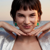 Boucles d'oreilles dormeuses ovales Océane – turquoise
