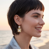 Oceane square sleeper earrings – white