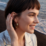 Boucles d'oreilles créoles Océane – turquoise et rouge