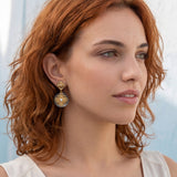Boucles d'oreilles clips pendantes Positano - nacre grise