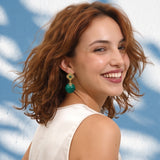 Boucles d'oreilles clips pendantes Positano - vertes